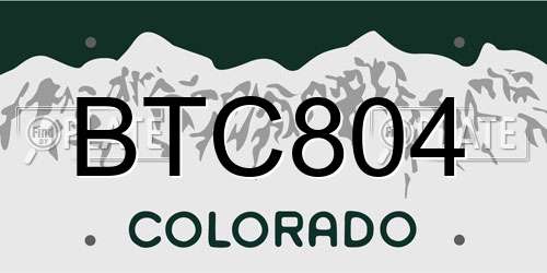 BTC804 Colorado License Plate