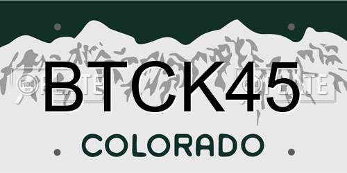 BTCK45 Colorado License Plate