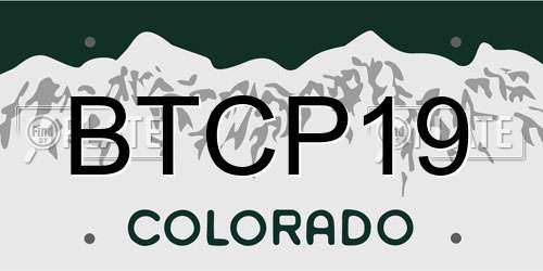BTCP19 Colorado License Plate