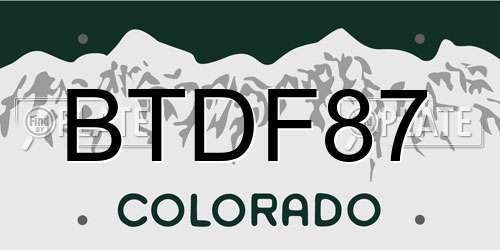 BTDF87 Colorado License Plate