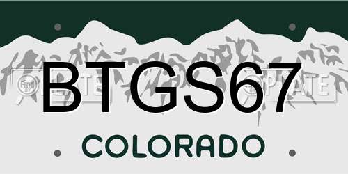 BTGS67 Colorado License Plate