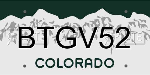 BTGV52 Colorado License Plate