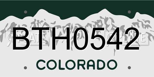 BTH0542 Colorado License Plate