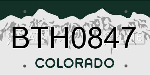 BTH0847 Colorado License Plate