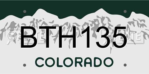 BTH135 Colorado License Plate