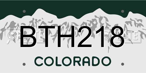 BTH218 Colorado License Plate