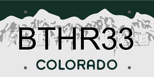 BTHR33 Colorado License Plate
