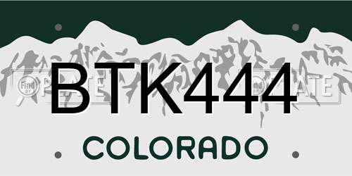BTK444 Colorado License Plate