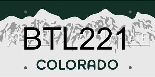 BTL221 Colorado License Plate