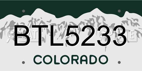 BTL5233 Colorado License Plate