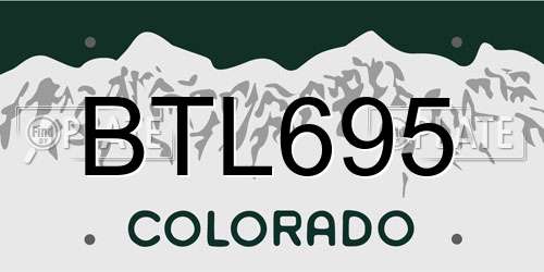 BTL695 Colorado License Plate