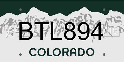 BTL894 Colorado License Plate