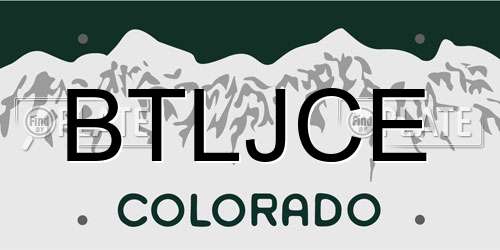 BTLJCE Colorado License Plate