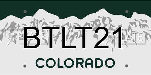 BTLT21 Colorado License Plate