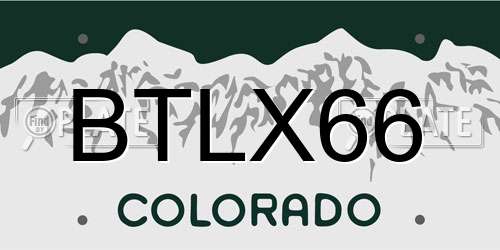 BTLX66 Colorado License Plate