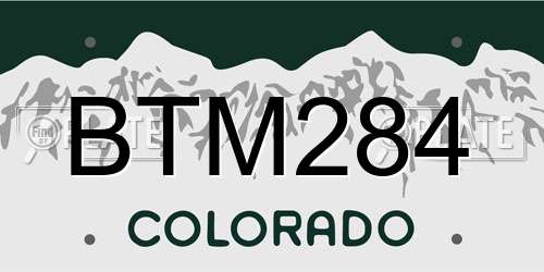 BTM284 Colorado License Plate