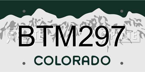 BTM297 Colorado License Plate