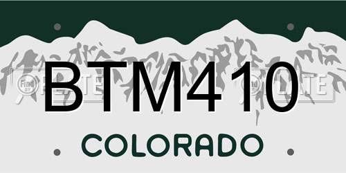 BTM410 Colorado License Plate