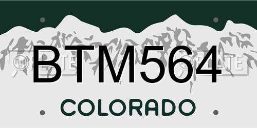 BTM564 Colorado License Plate