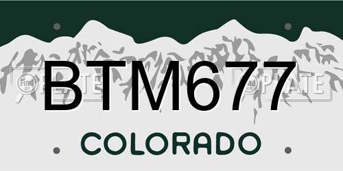 BTM677 Colorado License Plate