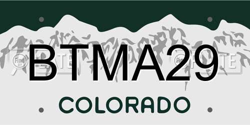 BTMA29 Colorado License Plate