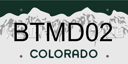 BTMD02 Colorado License Plate