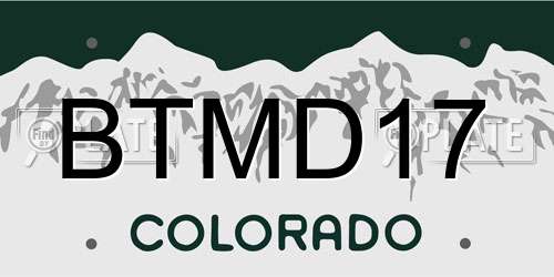 BTMD17 Colorado License Plate