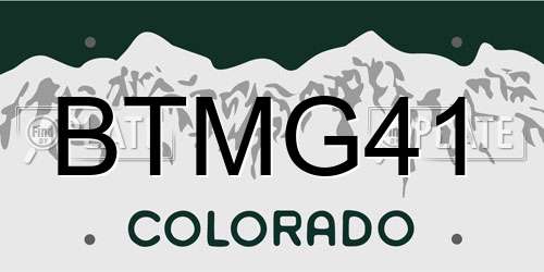 BTMG41 Colorado License Plate