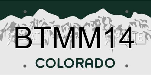 BTMM14 Colorado License Plate