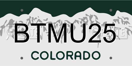 BTMU25 Colorado License Plate