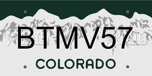 BTMV57 Colorado License Plate