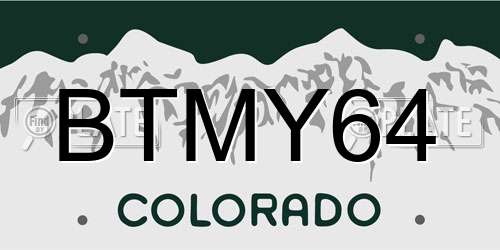 BTMY64 Colorado License Plate