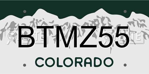 BTMZ55 Colorado License Plate