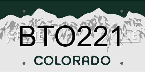 BTO221 Colorado License Plate