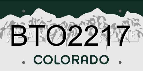BTO2217 Colorado License Plate