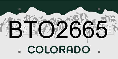 BTO2665 Colorado License Plate
