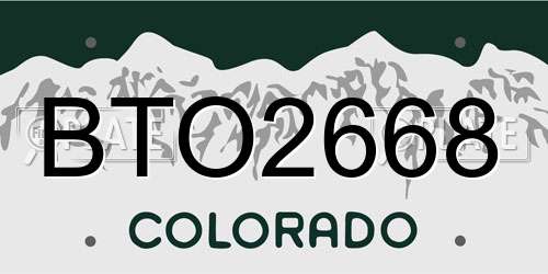 BTO2668 Colorado License Plate