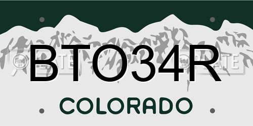 BTO34R Colorado License Plate