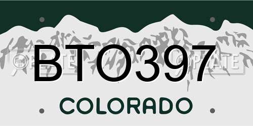 BTO397 Colorado License Plate