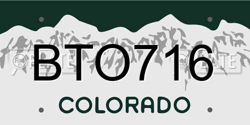 BTO716 Colorado License Plate