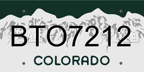 BTO7212 Colorado License Plate