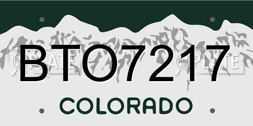 BTO7217 Colorado License Plate