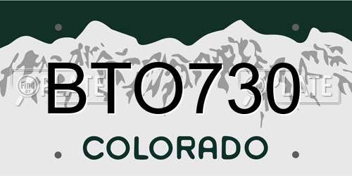 BTO730 Colorado License Plate