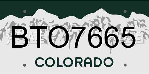 BTO7665 Colorado License Plate