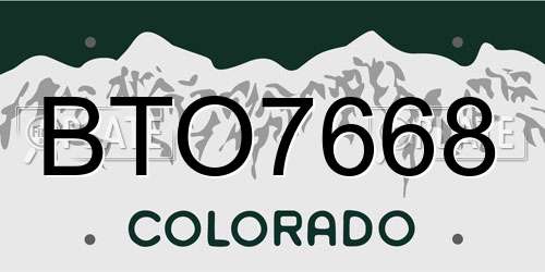 BTO7668 Colorado License Plate