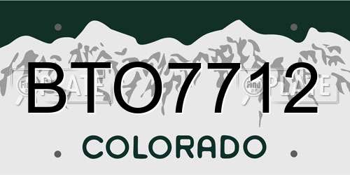 BTO7712 Colorado License Plate