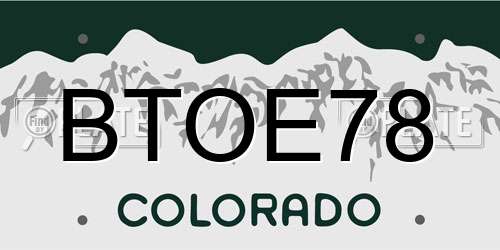 BTOE78 Colorado License Plate