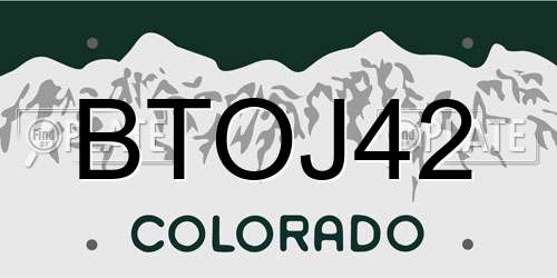 BTOJ42 Colorado License Plate