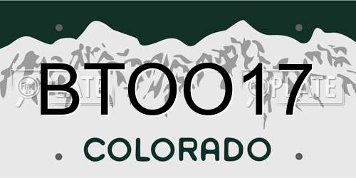 BTOO17 Colorado License Plate