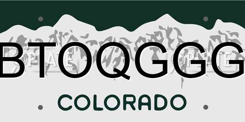 BTOQGGG Colorado License Plate